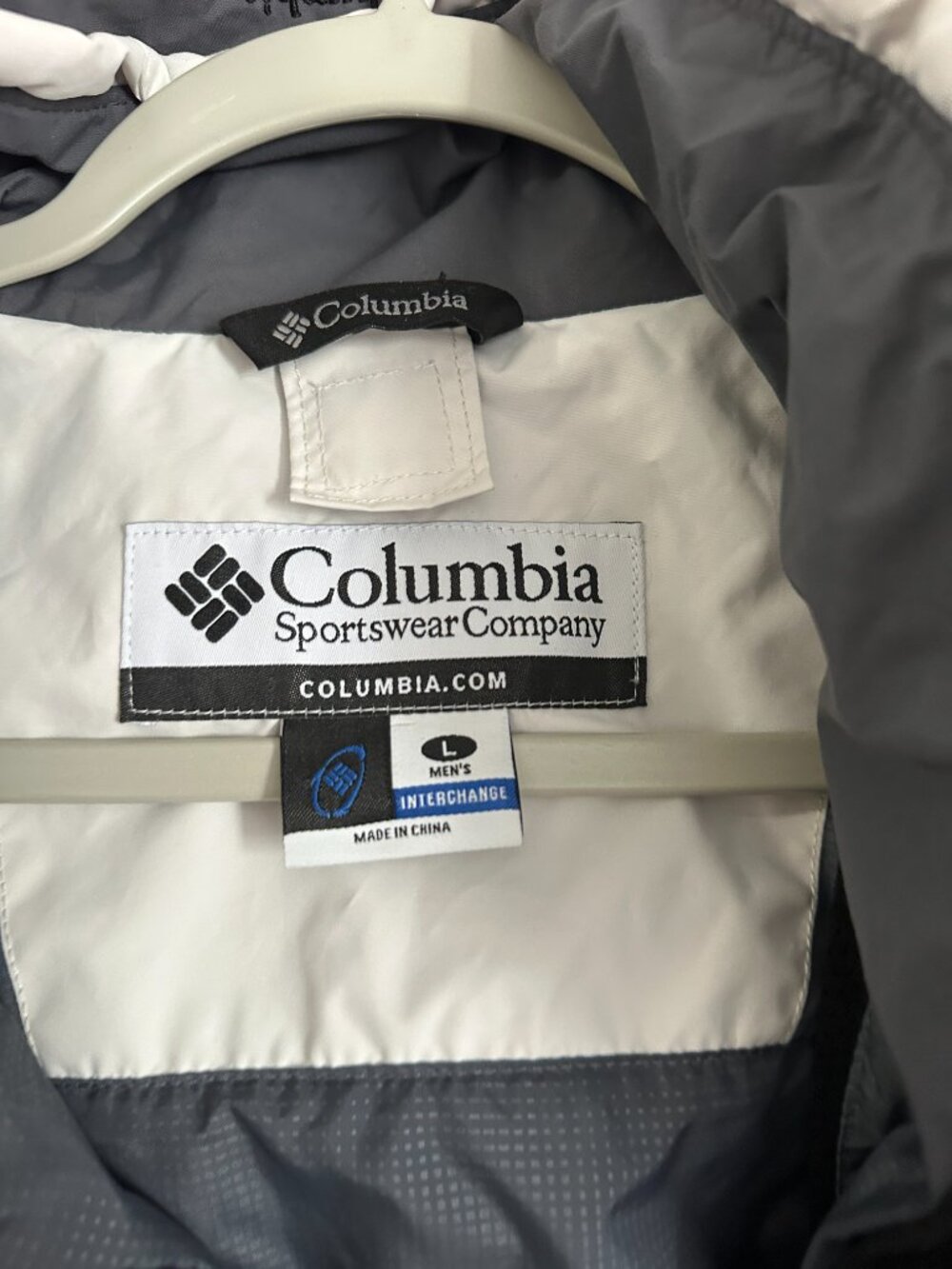 Columbia Interchange Shell Jacket Men’s L Gray Black Hooded Outdoor Windbreaker - Picture 6 of 7